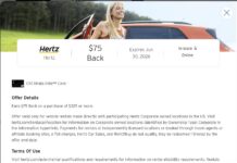 $75 back on $325 or more at Hertz with Citi Merchant Offer (stack with portals?)
