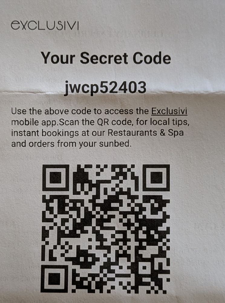 JW Marriott Crete Resort & Spa - QR code to download app that lists restaurant details & menus