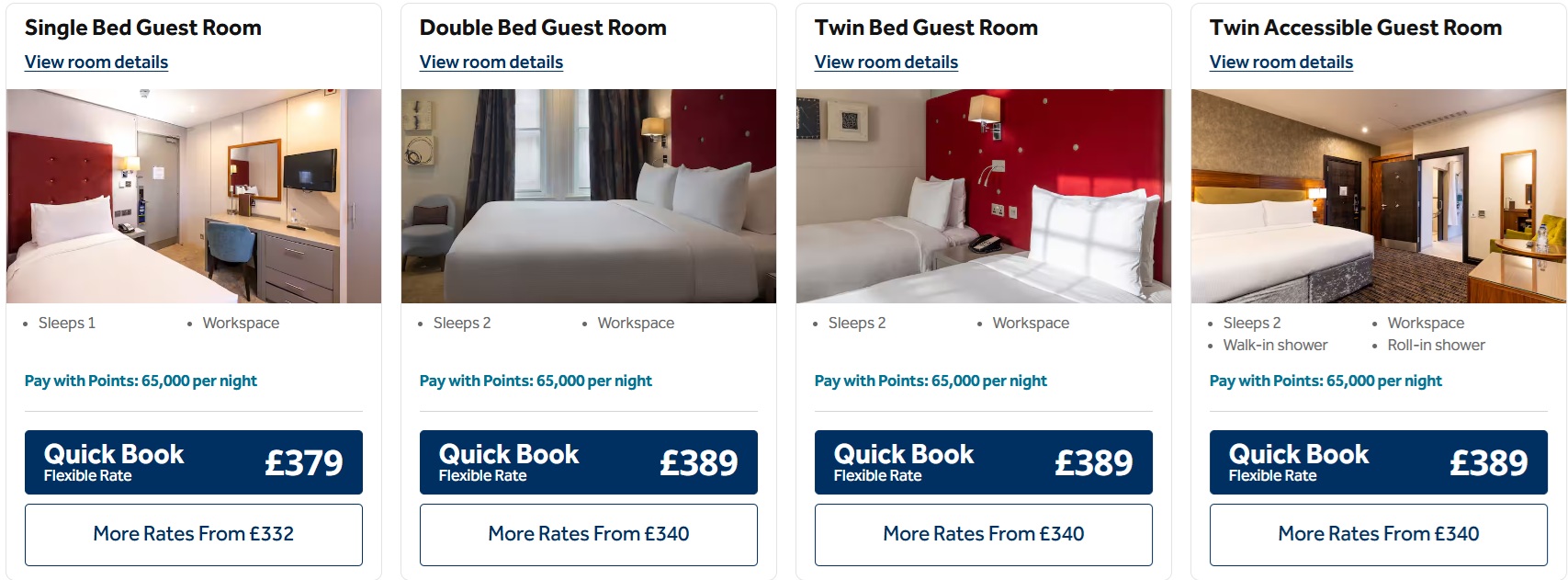 Multiple room types bookable at the DoubleTree by Hilton London - West End