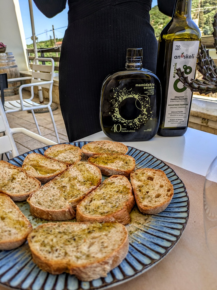 Olive oil tasting at Anoskeli Winery