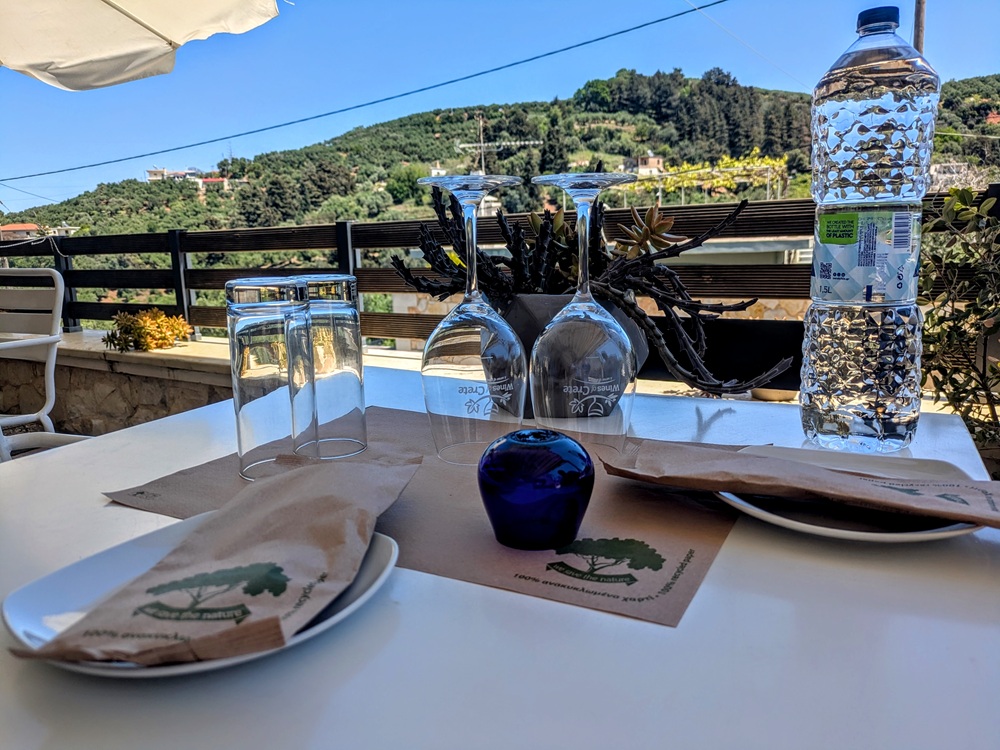 Our view while wine tasting at Anoskeli Winery in Crete