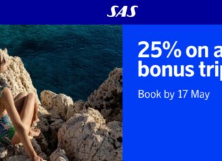 SAS Scandinavian Airlines 25% off award sale