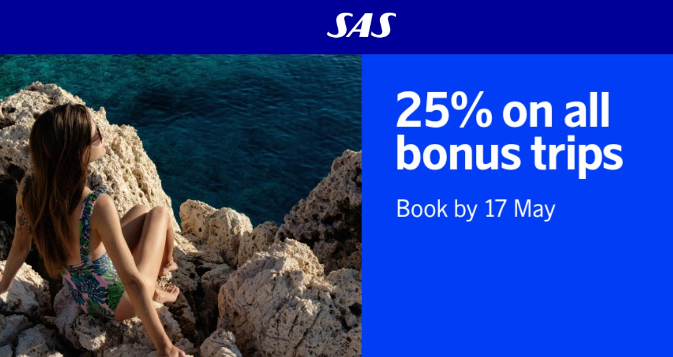 SAS Scandinavian Airlines 25% off award sale