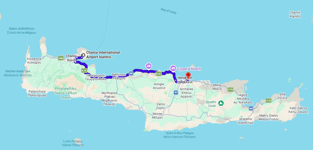 The drive between Crete's two main airports