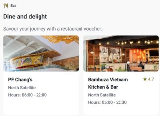 Two of the Priority Pass restaurants at Seattle Tacoma airport