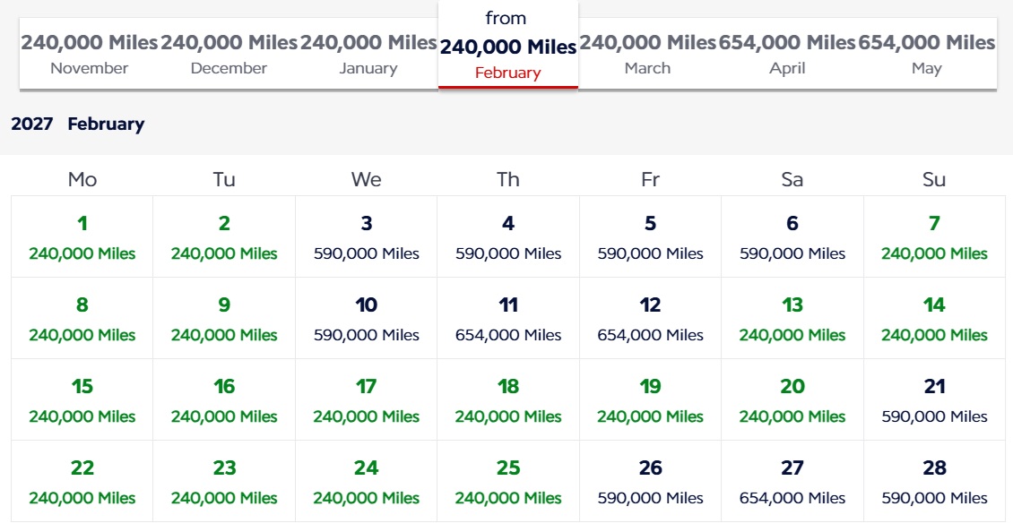 Flying Blue award availability NYC-NCL for four people