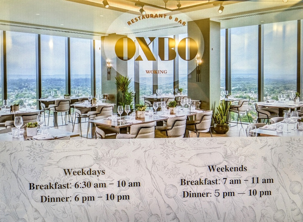 Hilton Woking, England - OXBO restaurant opening hours