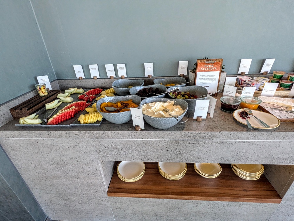 Hilton Woking, England breakfast - Freshly cut fruit & yogurts