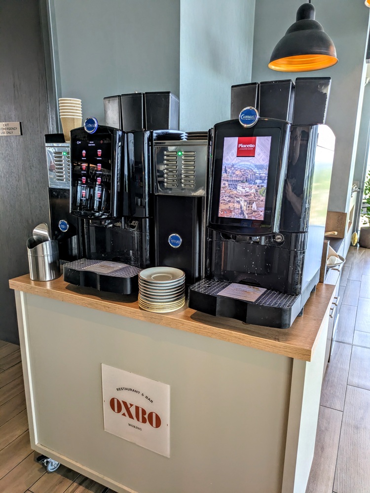 Hilton Woking, England breakfast - Tea & coffee machines