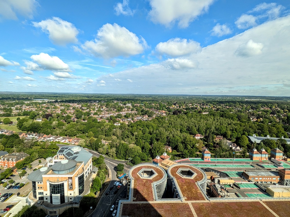 Hilton Woking, England breakfast - View from OXBO restaurant