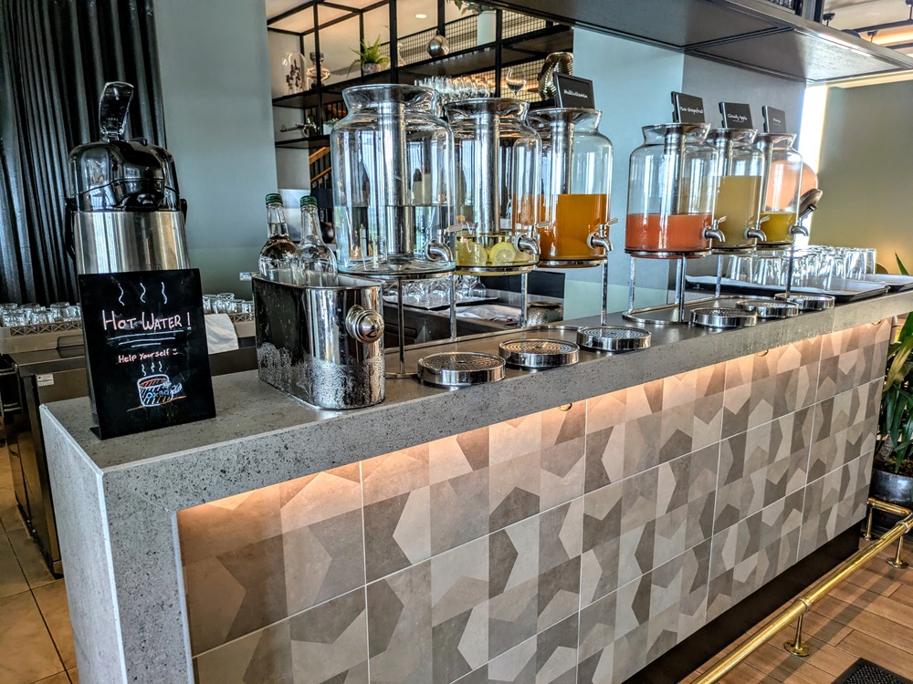 Hilton Woking, England breakfast - Water & juices