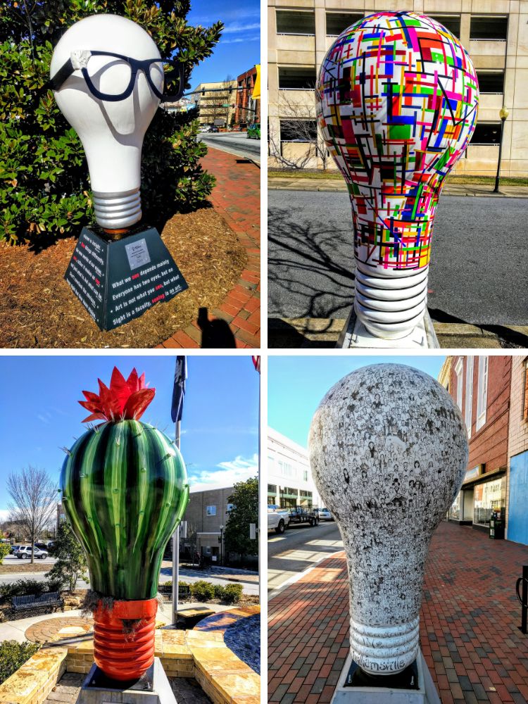 Light Bulbs sculpture hunt in Spartanburg, SC