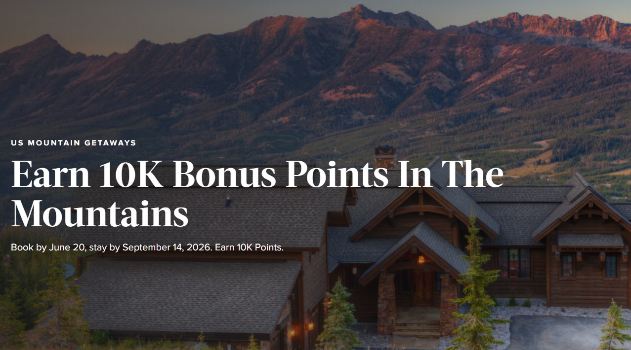 Marriott Homes & Villas 10K bonus points stays in mountains