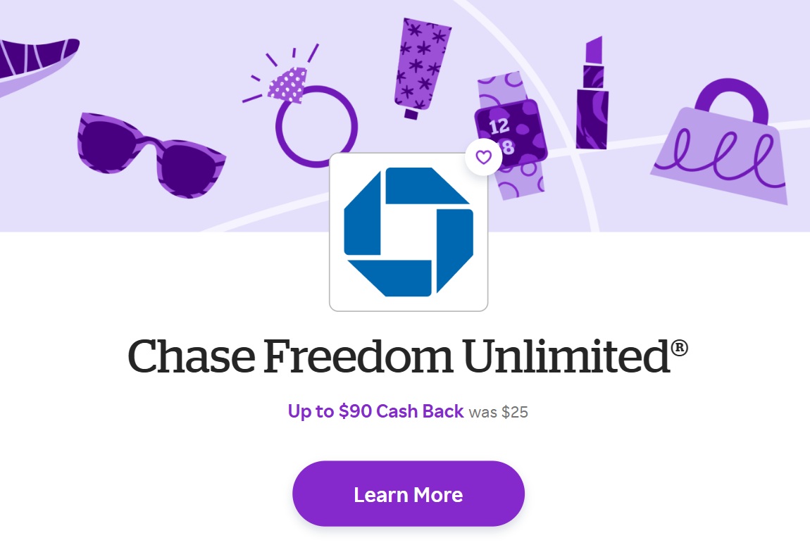 Rakuten Chase Freedom Unlimited $90 cashback