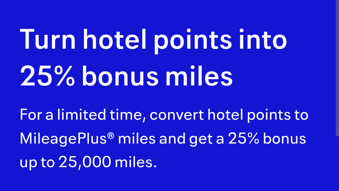 United transfer bonus from hotel programs