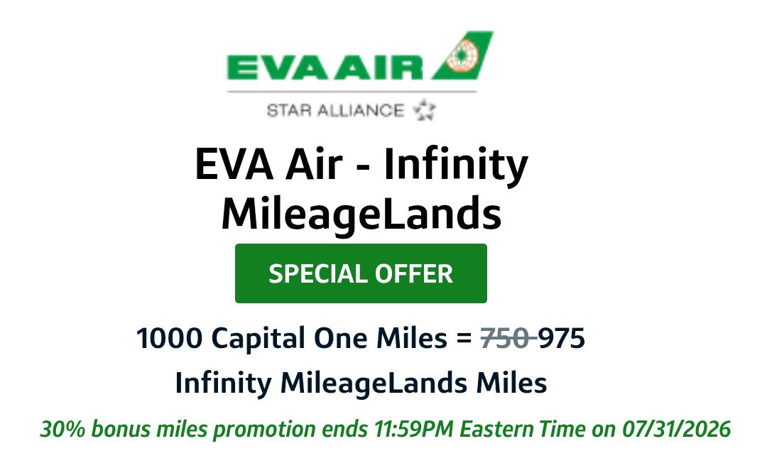 Capital One EVA Air transfer bonus