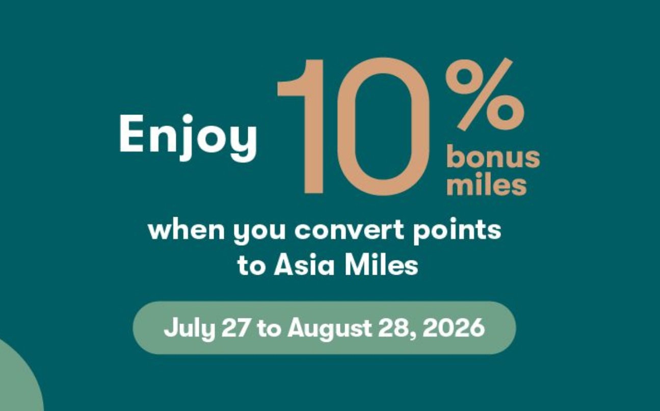 Get a 10% bonus when transferring bank or hotel points to Cathay Pacific Asia Miles
