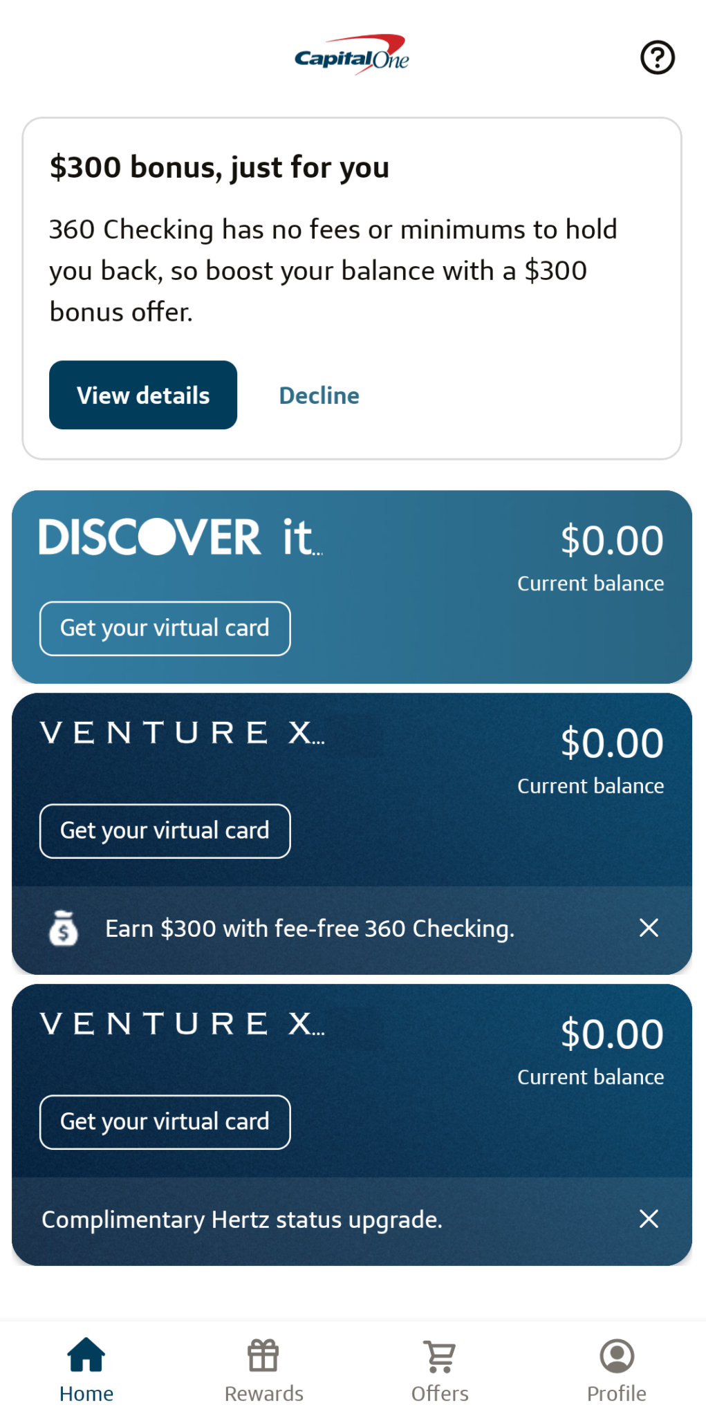 Discover and Capital One cards