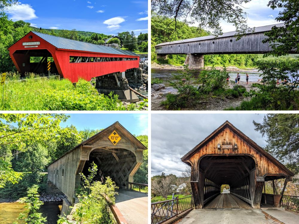 Four covered bridges in Vermont