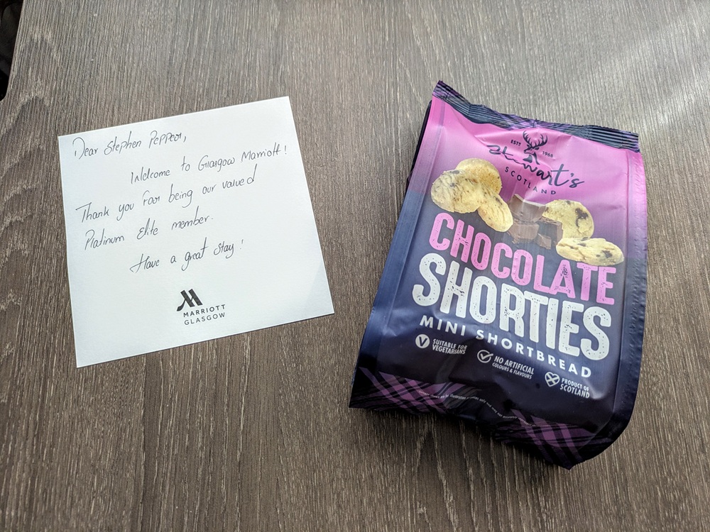 Glasgow Marriott, Scotland - Welcome amenity