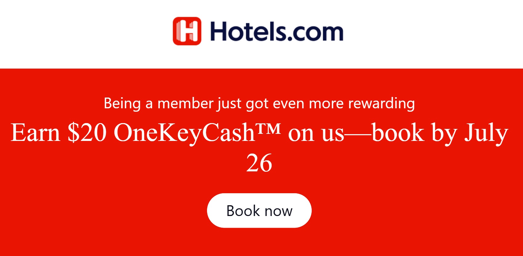 Hotelsdotcom $20 bonus OneKeyCash