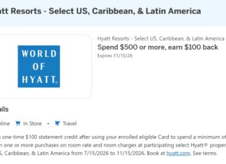 Hyatt Resorts Amex Offer $500 $100