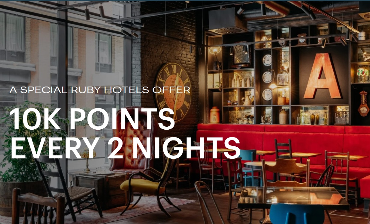 IHG promo: Earn 10K bonus points for every 2 nights spent at its Ruby Hotels brand