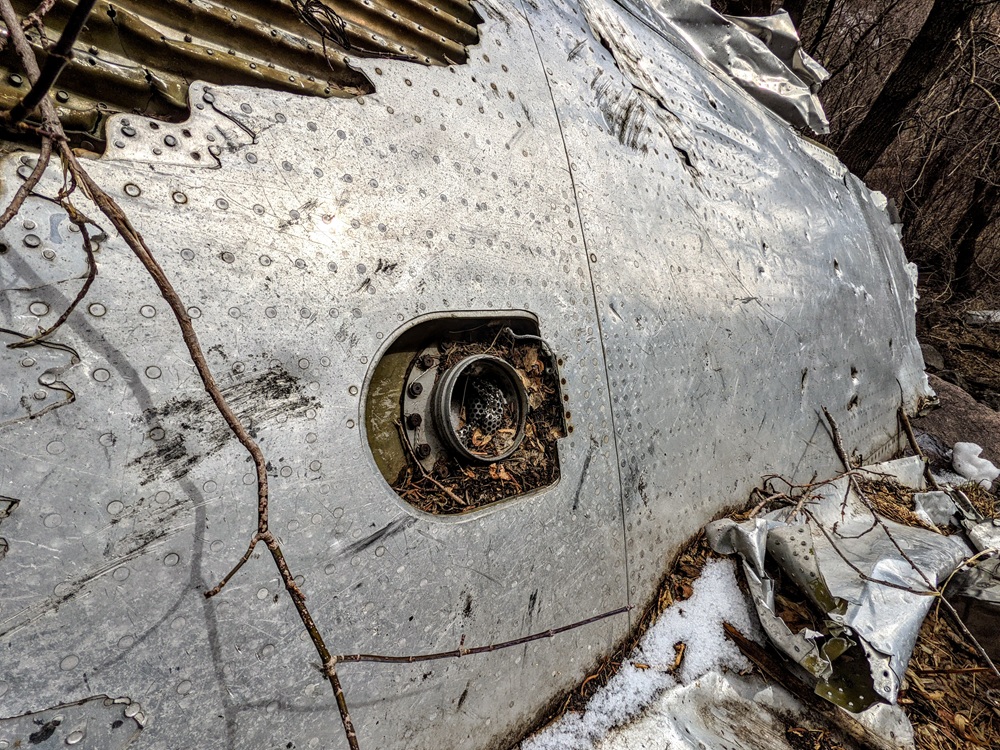 Part of the plane wreckage from TWA 260