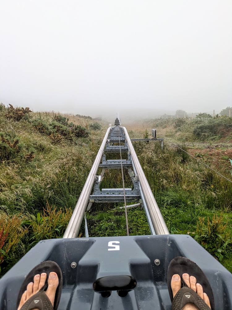 Riding the Alpine Coaster at Midlothian Snowsports Centre