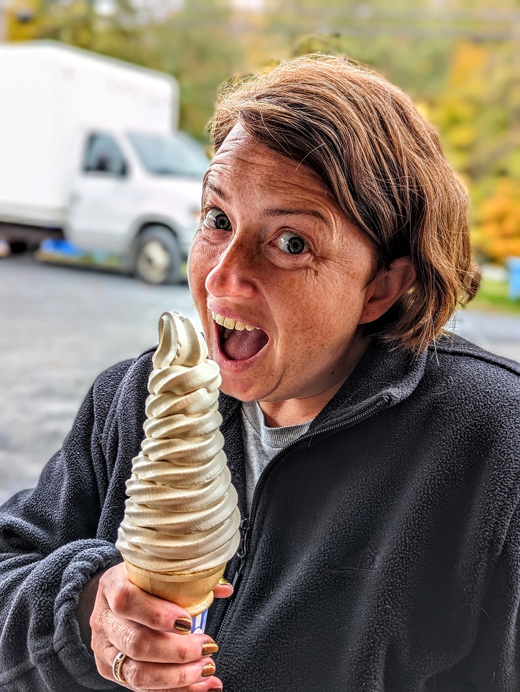 Shae was excited about her maple creemee from Vermont Maple Market