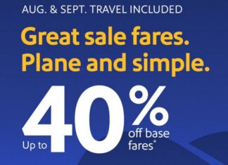 Southwest sale up to 40% off base fares
