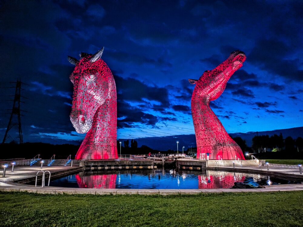 The Kelpies in Falkirk at night