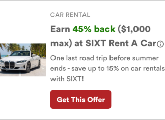 Capital One Shopping Sixt 45% cashback
