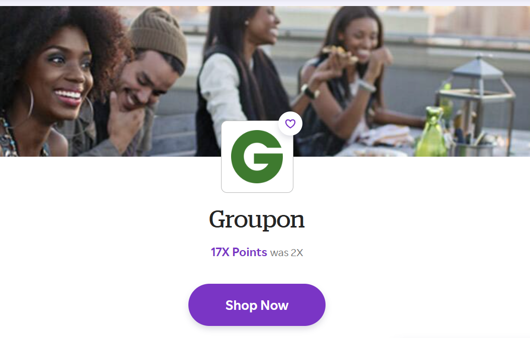 Rakuten: Earn 17X at Groupon (today only)