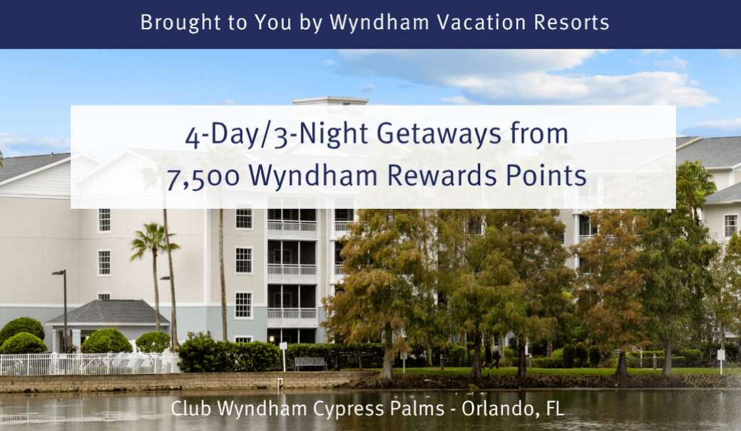 Wyndham timeshare promo: Book 3 night stay for as few as 1,875 points per night