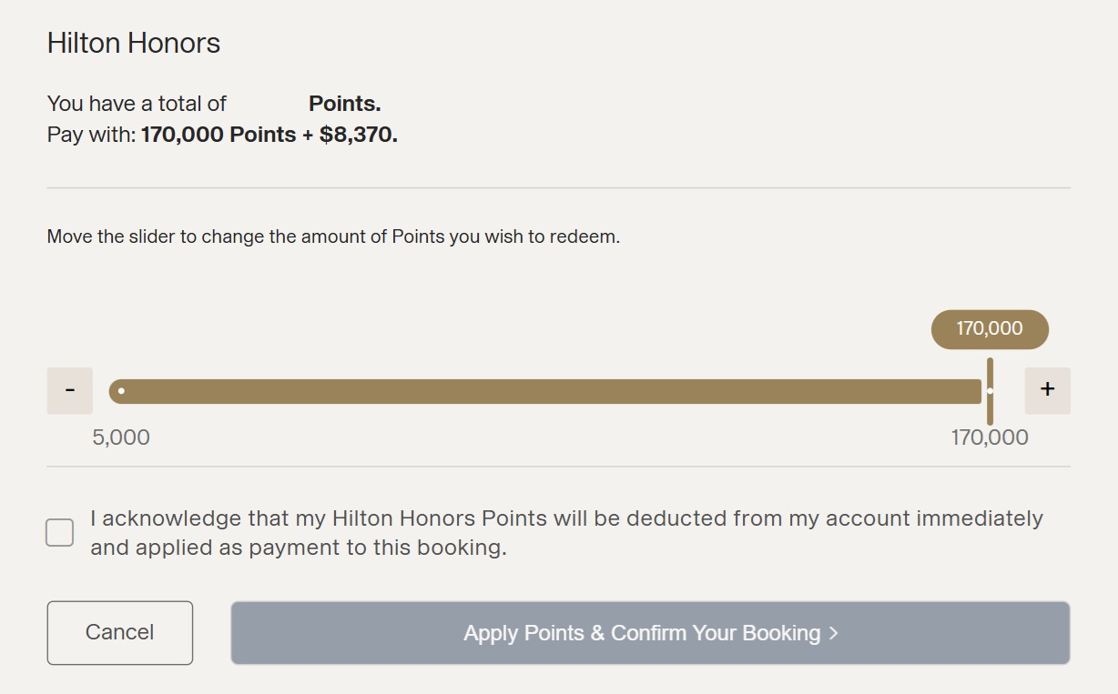 Hilton Honors Explora Journeys Points + Cash slider